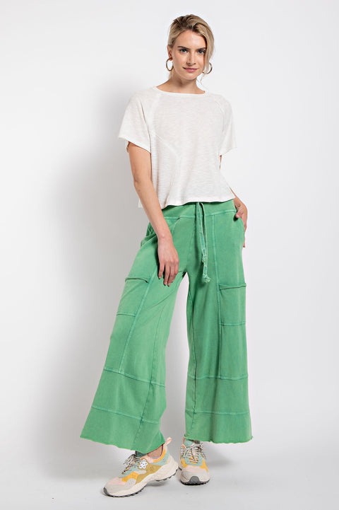 Mineral Washed Terry Pant - Evergreen