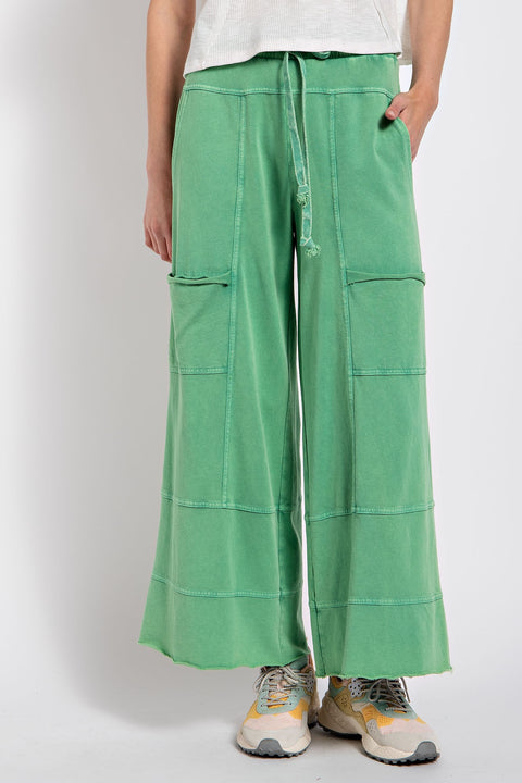 Mineral Washed Terry Pant - Evergreen