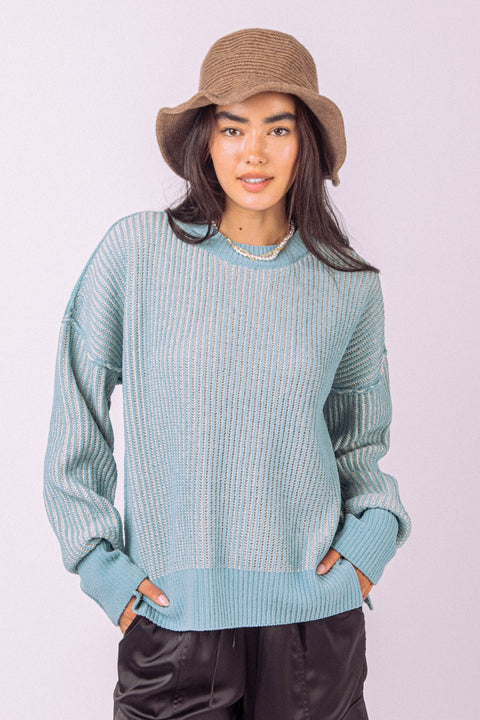 Two-Tone Casual Knit Sweater