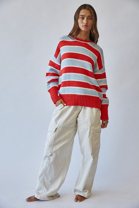 Rolled Edge Striped Sweater