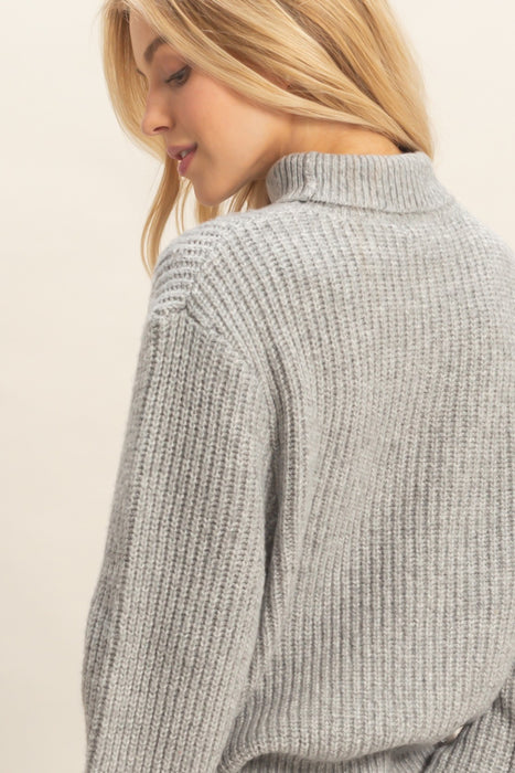 Turtleneck Sweater Slit Skirt Set