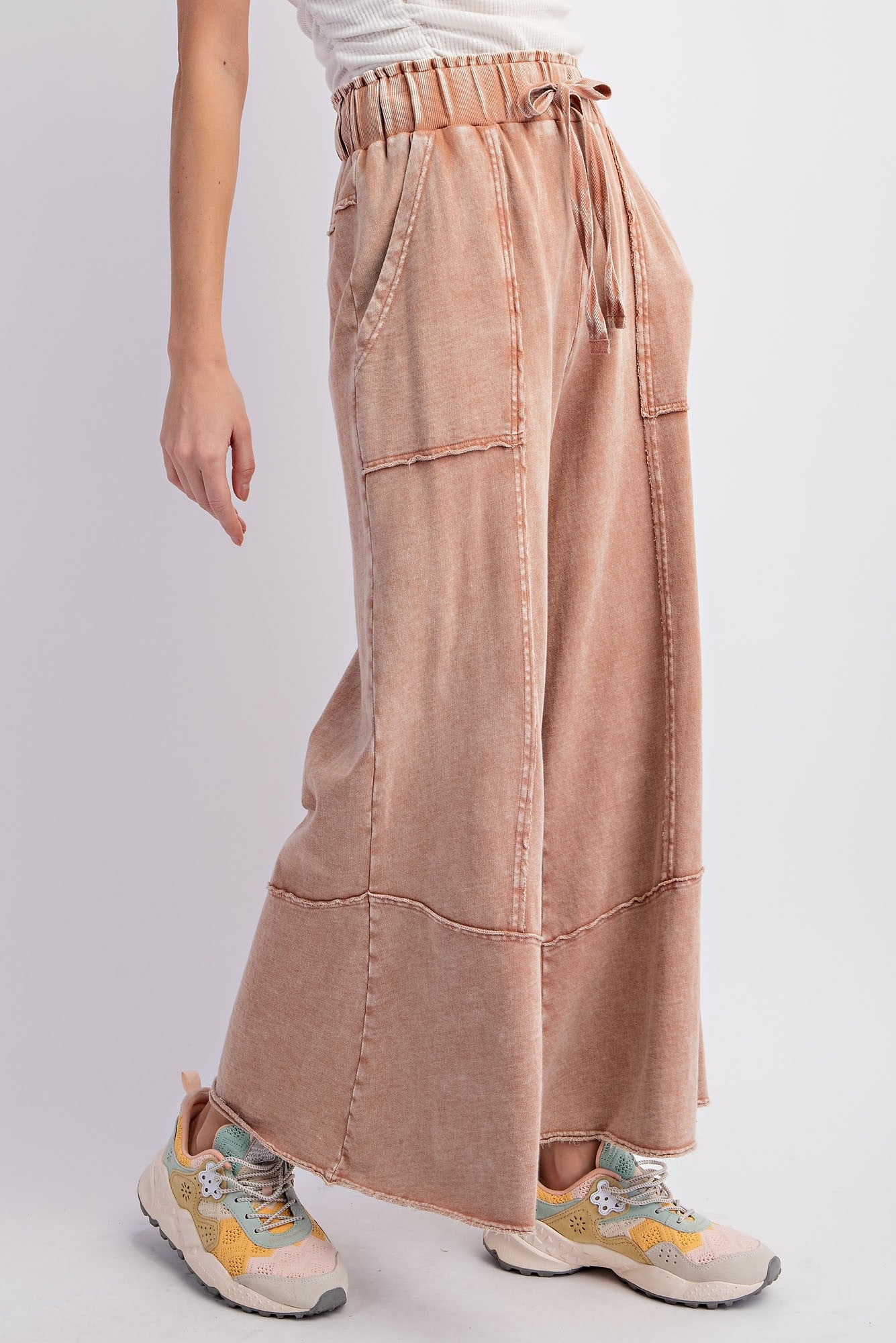 MINERAL WASHED WIDE LEG PANT