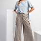 MINERAL WASHED KNIT WIDE LEG CARGO PANT