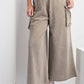 MINERAL WASHED KNIT WIDE LEG CARGO PANT