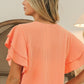Orange Ribbed Top w/ Ruffle Sleeves