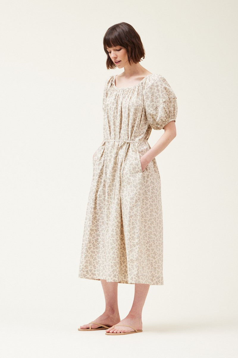 PUFF SLEEVE MIDI DRESS