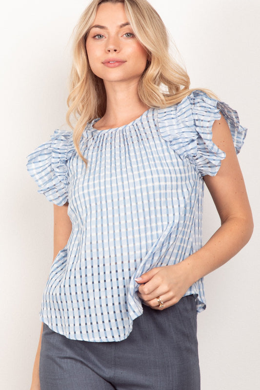 BLUE GINGHAM TOP