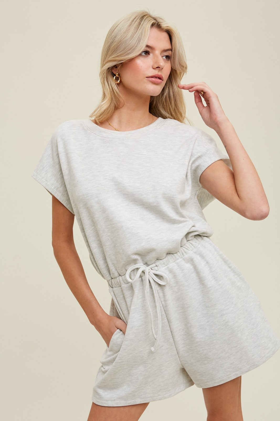 DOLMAN ROMPER W/DRAWSTRING grey