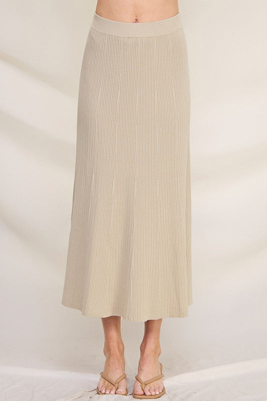 KNITTED TEXTURED RIB A-LINE SKIRT