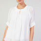 ROUND NECK BLOUSE W/PLEATS