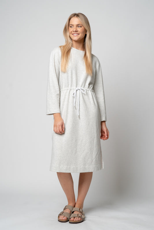 ASH GREY DRAWSTRING SWEATSHIRT DRESS