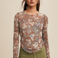 FLORAL PRINT MESH FITTED TOP