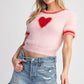 Heart Short Sleeve Sweater