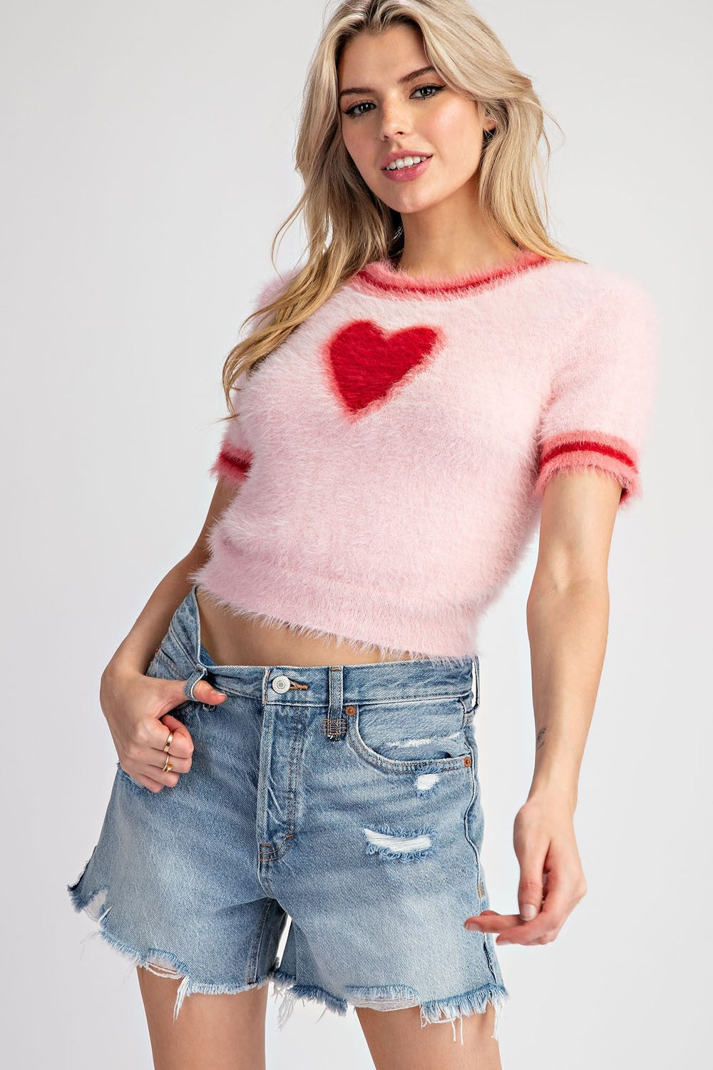 Heart Short Sleeve Sweater