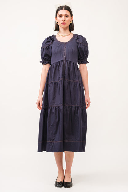 KORA MIDI DRESS WITH PUFF SLEEVE