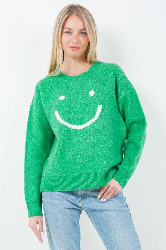 SMILEY FACE CREW NECK SWEATER