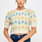 SHORT PLUSH FLORAL SWEATER