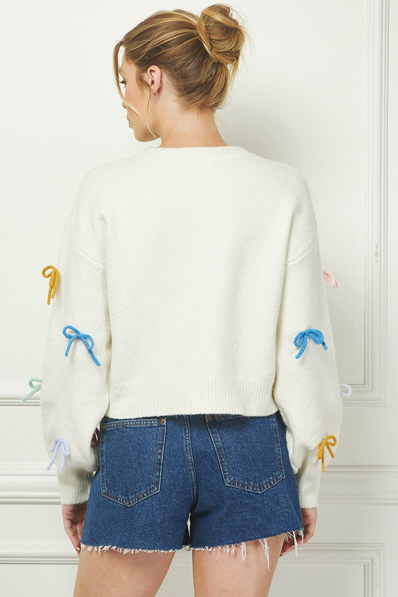 SOFT 3D RIBBON PULLOVER SWEATER