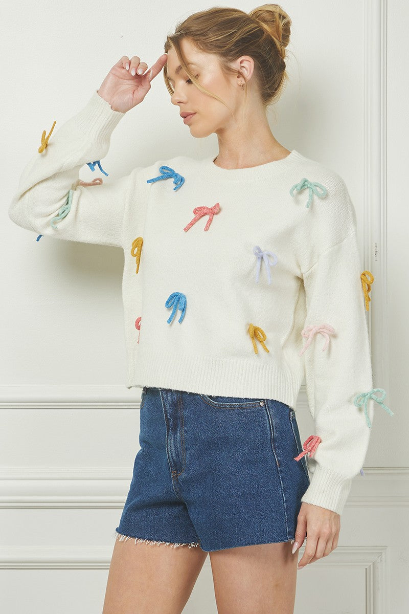 SOFT 3D RIBBON PULLOVER SWEATER