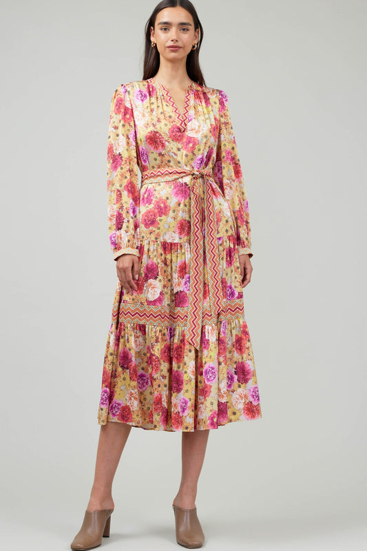 SPLIT NECK FLORAL PRINT DRESS