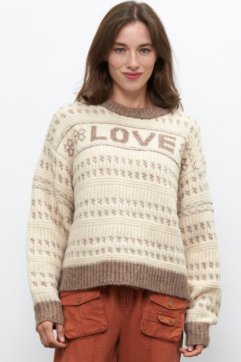 CREW NECK LOVE SWEATER