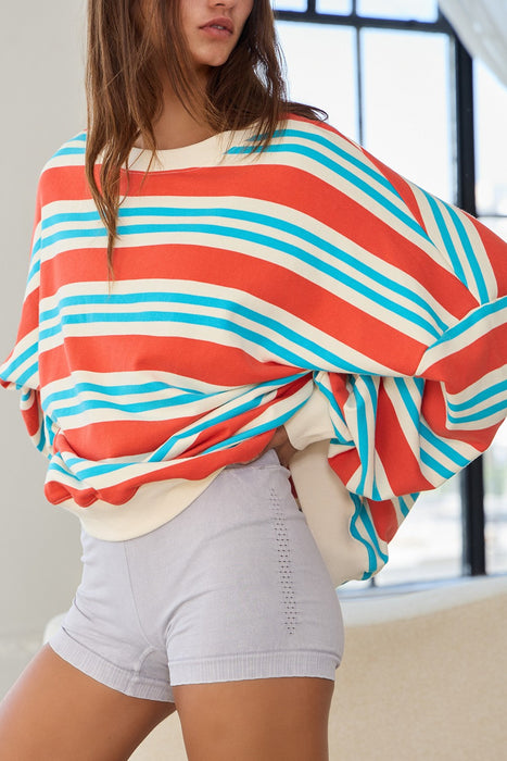 Striped Terry Oversized Sweatshirt