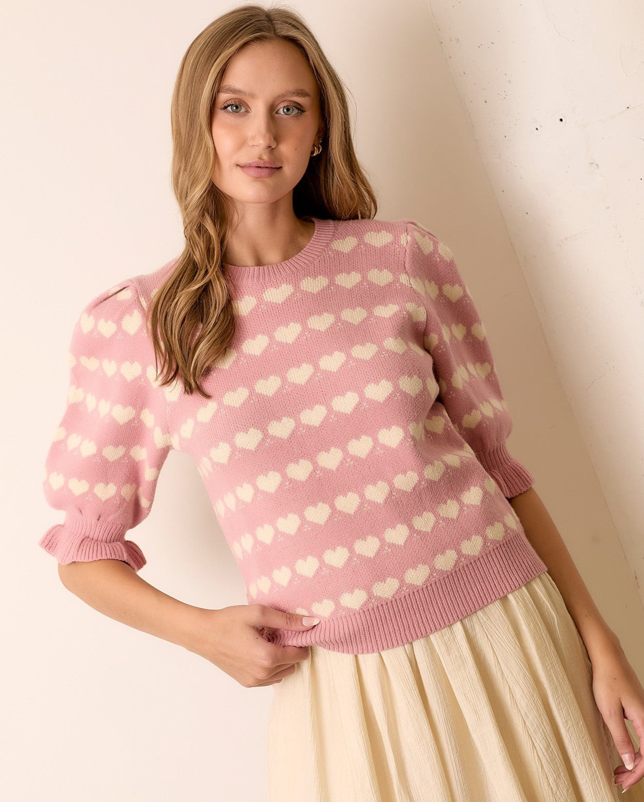 HEART STRIPE SWEATER