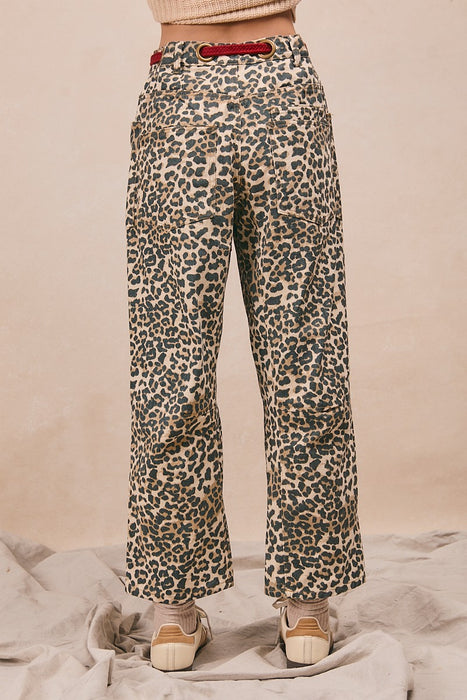 Braided Belt Patch Pockets Pants