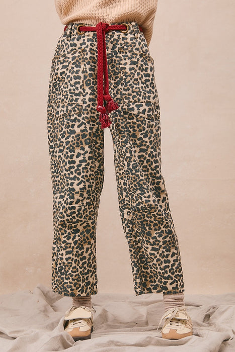 Braided Belt Patch Pockets Pants