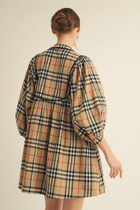 Plaid Print Bow Dress
