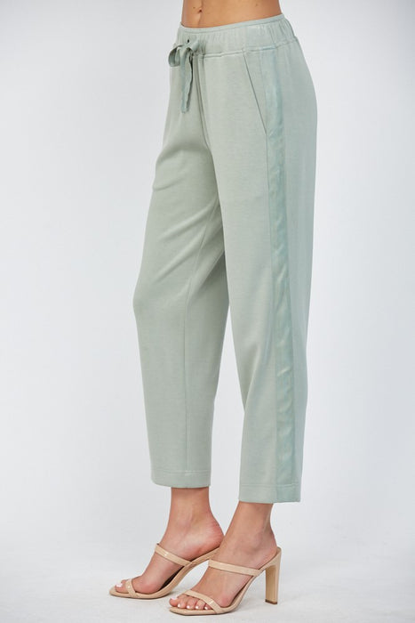 Contrast Satin Trim Top & Lounge Pants Set
