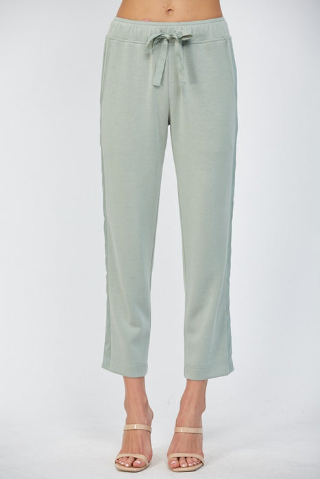 Contrast Satin Trim Top & Lounge Pants Set