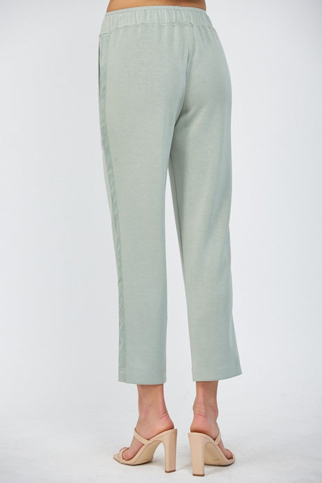 Contrast Satin Trim Top & Lounge Pants Set
