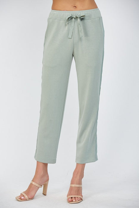 Contrast Satin Trim Top & Lounge Pants Set