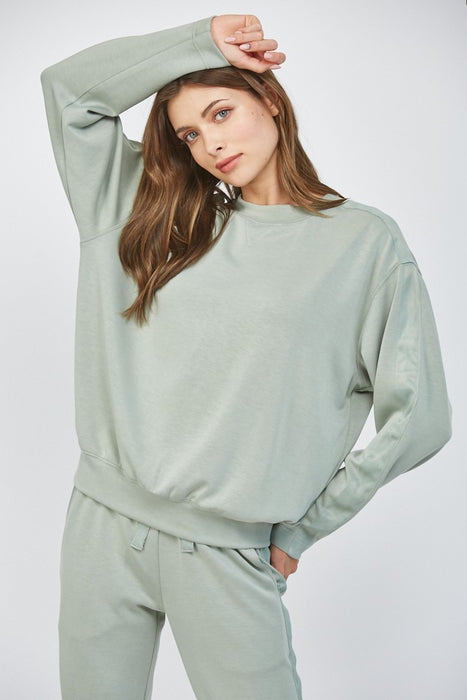 Contrast Satin Trim Top & Lounge Pants Set