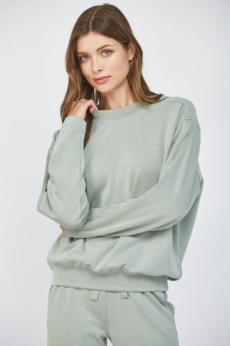 Contrast Satin Trim Top & Lounge Pants Set