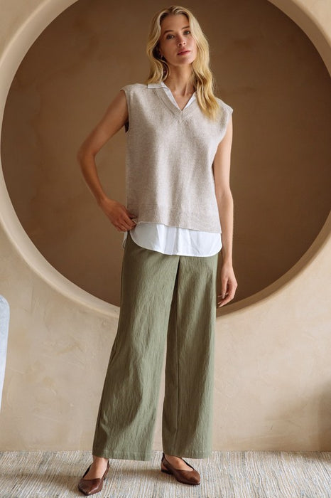 Mix Media Shirt Vest Beige/Cream