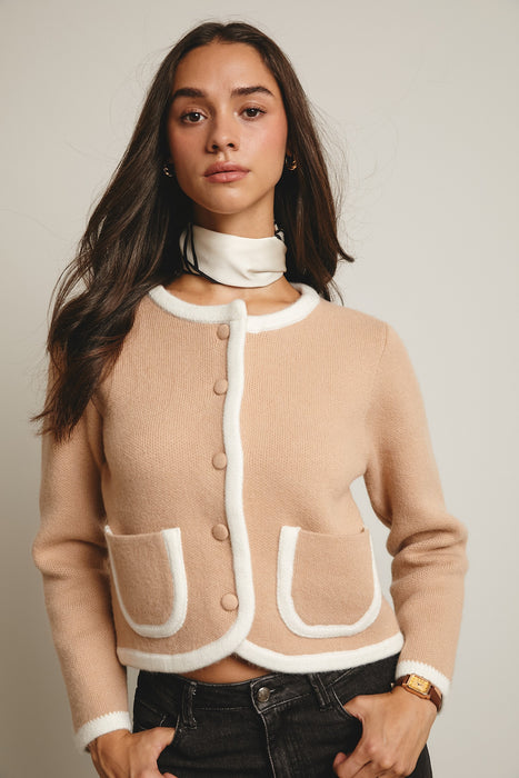 Contrast Knit Front Pocket Jacket