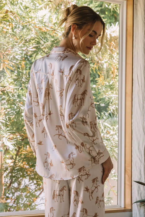Silky Horse Button Down Blouse