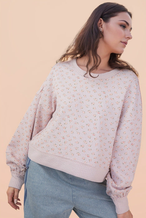 Floral Wideneck Sweatshirt Blush