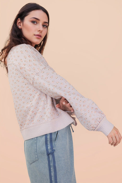 Floral Wideneck Sweatshirt Blush