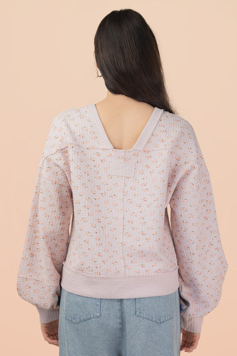 Floral Wideneck Sweatshirt Blush