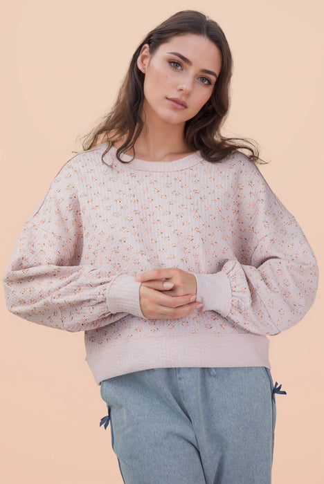 Floral Wideneck Sweatshirt Blush