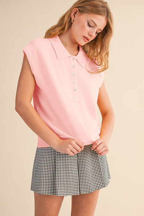 Collared Sleeveless Sweater