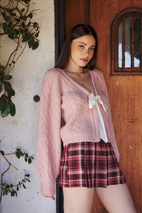 Cardigan with Ribbon Tie