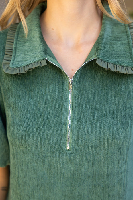 Ruffle Pocket Zip Dress