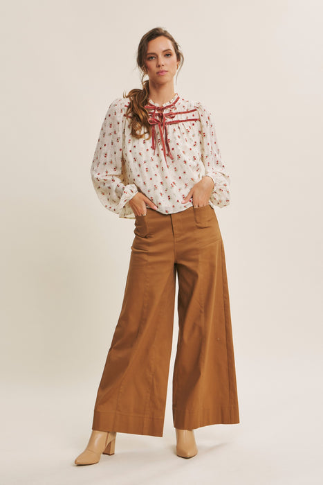 Velvet Tie Floral Top