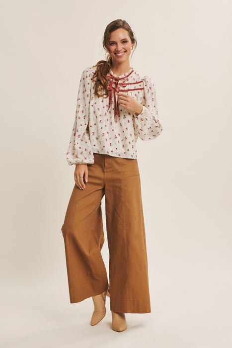 Velvet Tie Floral Top