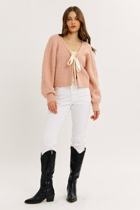 Cardigan with Ribbon Tie