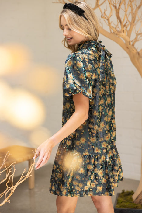 Floral Jacquard Midi Dress